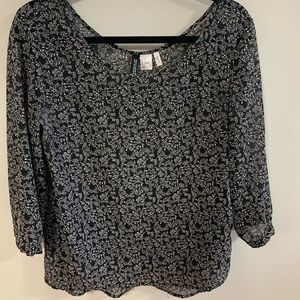 Black and white floral blouse